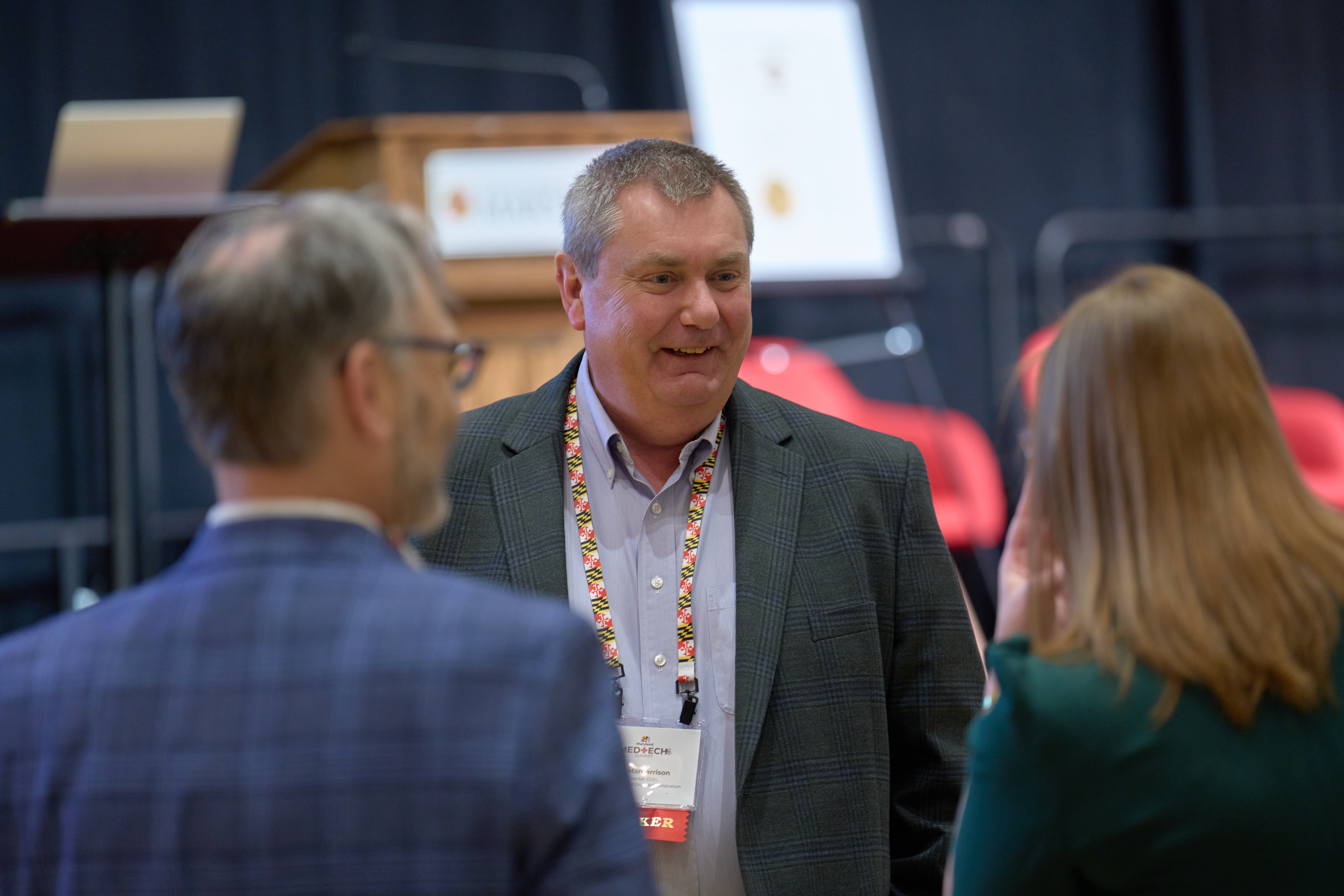 Panelist Ed Margerrison talks to event attendees.