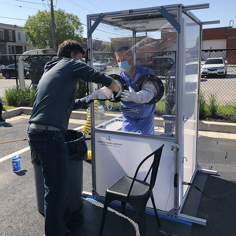 Fischell Institute's mobile COVID-19 testing booths in Baltimore